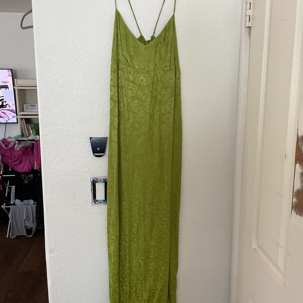 Anthropologie Green printed texture midi dress